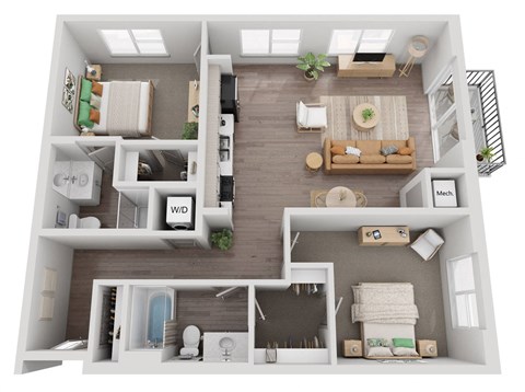 this is a 3d floor plan of a 1 bedroom apartment at the biltmore apartments